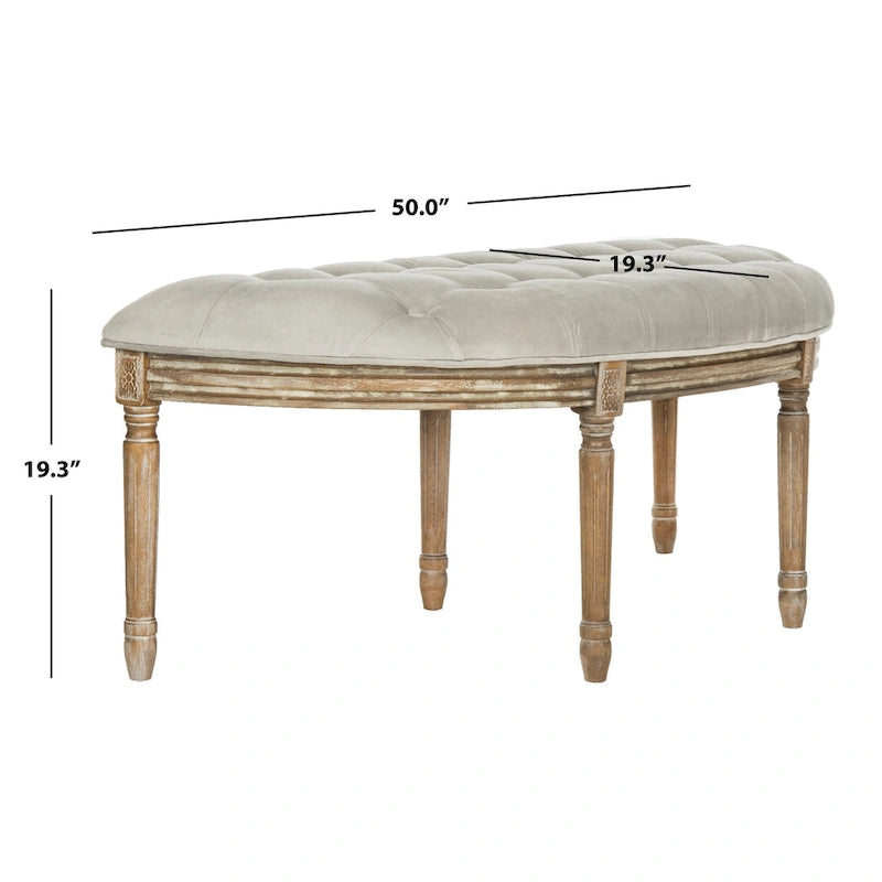 Banc rustique semi-circulaire rembourré avec pieds en bois