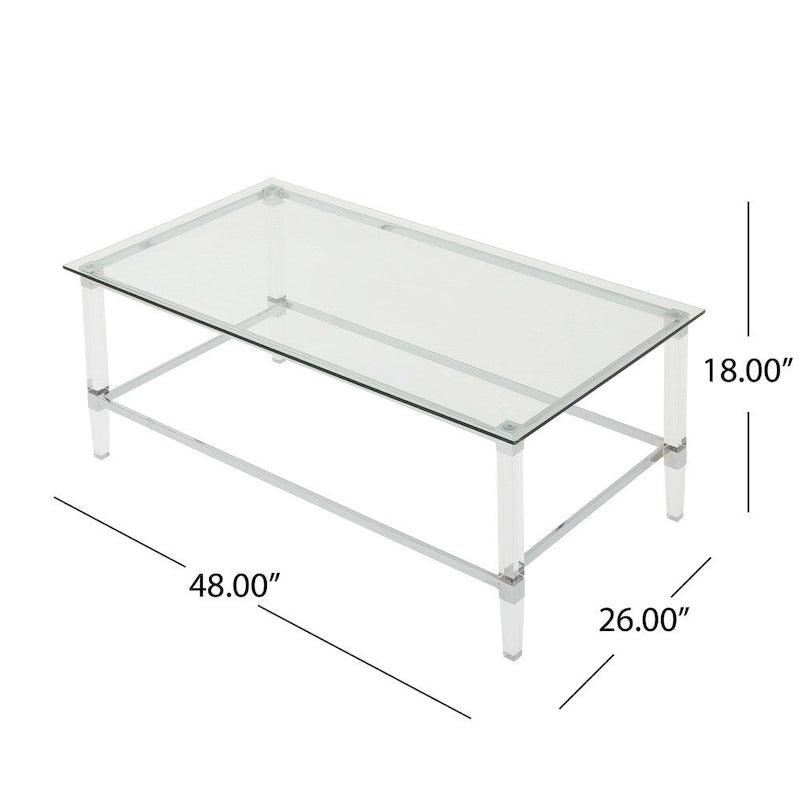 Table basse rectangulaire moderne en verre trempé