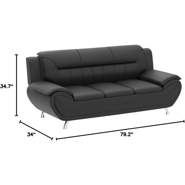 Canapé moderne en similicuir de 79 pouces avec accoudoirs rembourrés et pieds en acier
