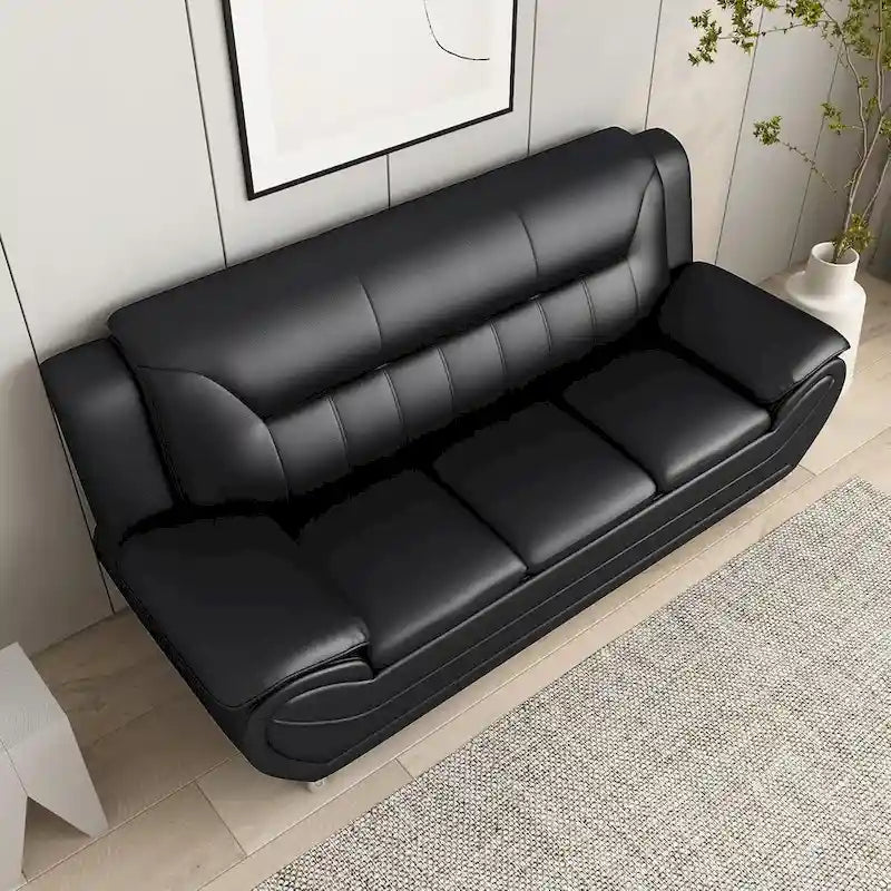 Canapé moderne en similicuir de 79 pouces avec accoudoirs rembourrés et pieds en acier
