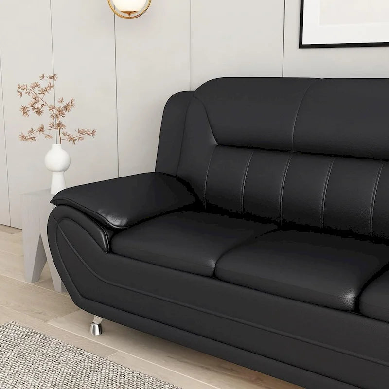 Canapé moderne en similicuir de 79 pouces avec accoudoirs rembourrés et pieds en acier