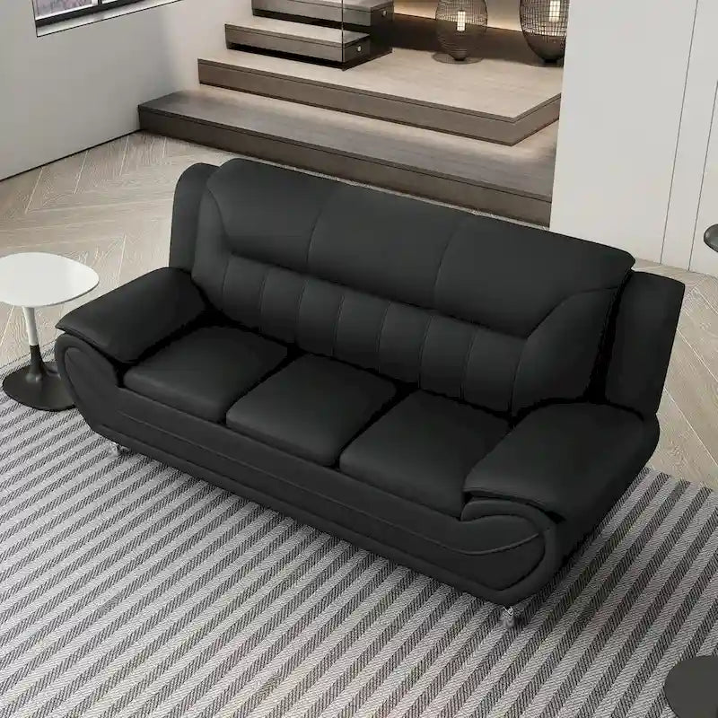 Canapé moderne en similicuir de 79 pouces avec accoudoirs rembourrés et pieds en acier