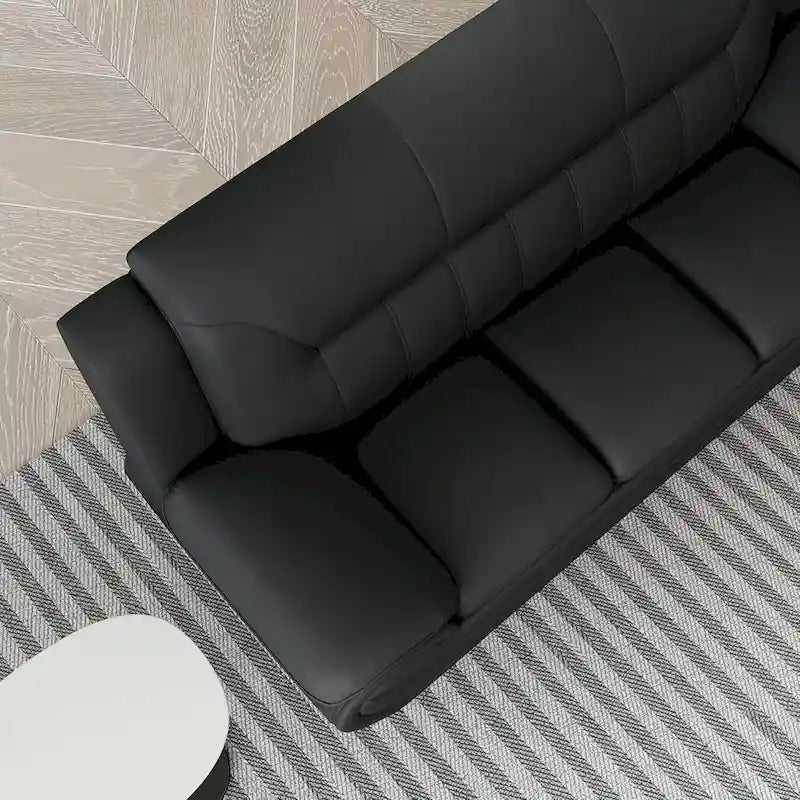 Canapé moderne en similicuir de 79 pouces avec accoudoirs rembourrés et pieds en acier