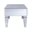 Table basse rectangulaire miroir avec tiroirs et panneaux en verre biseauté