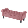 Banc de rangement en velours avec pieds en bois