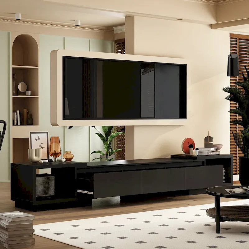 Meuble TV extensible avec tiroirs de rangement