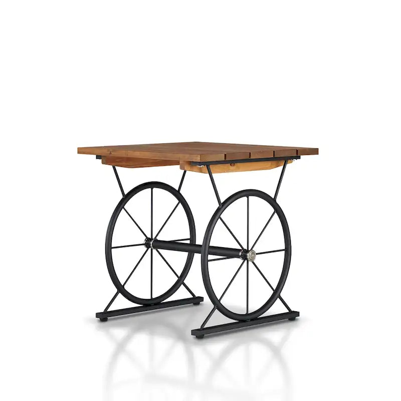 Table d'appoint en métal industriel avec plateau en bois massif