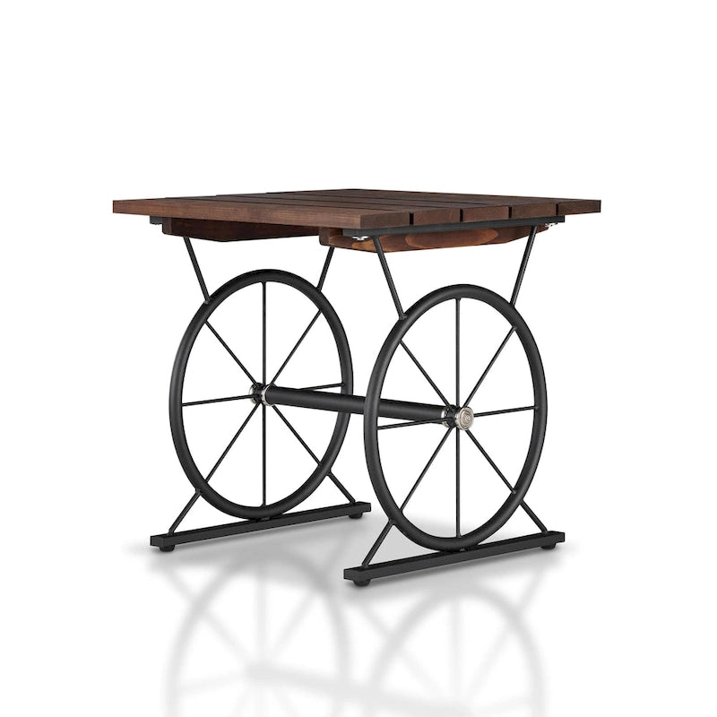 Table d'appoint en métal industriel avec plateau en bois massif