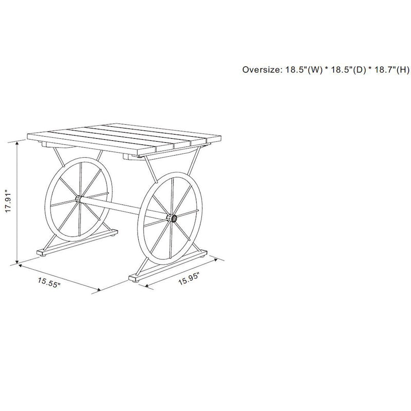 Table d'appoint en métal industriel avec plateau en bois massif