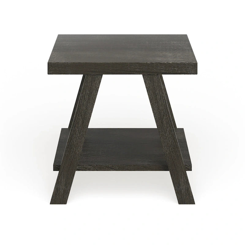 Table d'appoint à 2 niveaux avec pieds en A et étagère de rangement inférieure