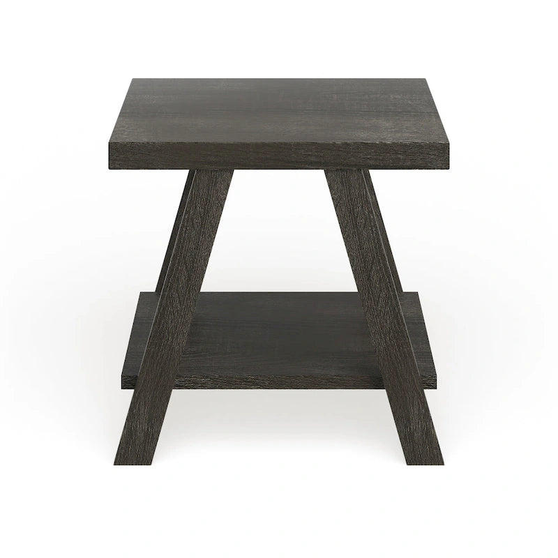 Table d'appoint à 2 niveaux avec pieds en A et étagère de rangement inférieure