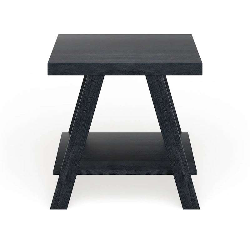 Table d'appoint à 2 niveaux avec pieds en A et étagère de rangement inférieure