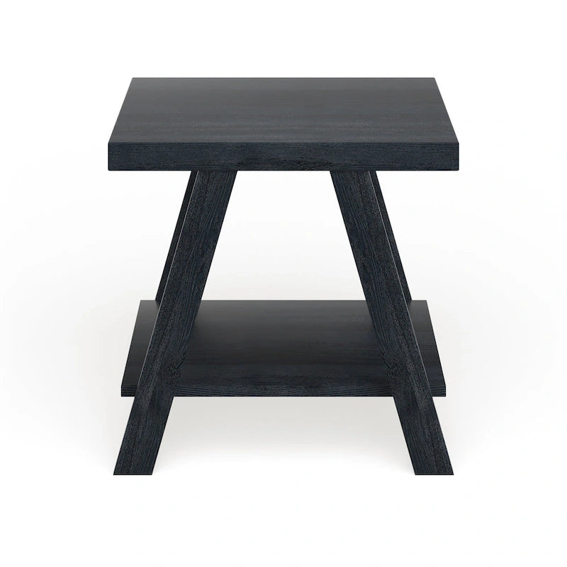 Table d'appoint à 2 niveaux avec pieds en A et étagère de rangement inférieure