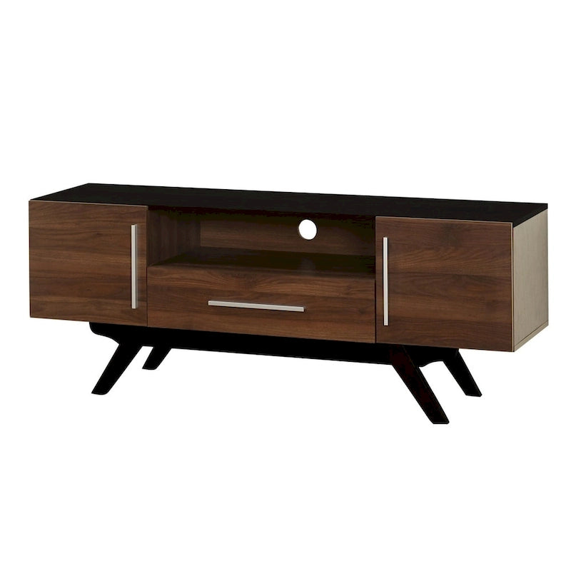 Meuble TV Mid-Century avec placards, étagère et tiroir