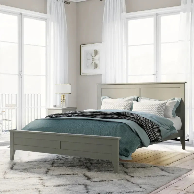 Lit plateforme en bois massif avec tête de lit