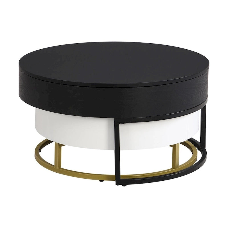 Tables basses gigognes rondes modernes relevables avec tiroirs de rangement