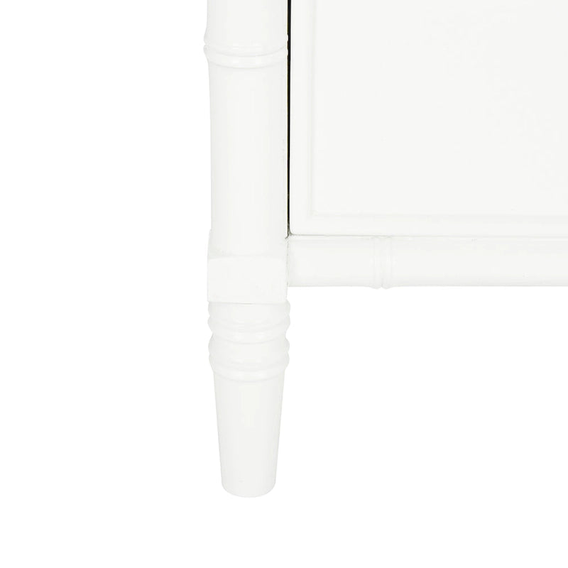 Table de chevet moderne côtière à 3 tiroirs avec cadre style bambou et poignées dorées