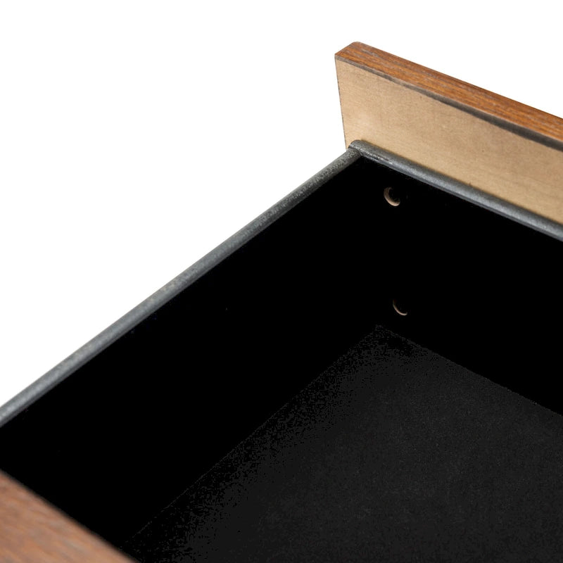 Table de chevet 2 tiroirs avec pieds en laiton et finition contrastée