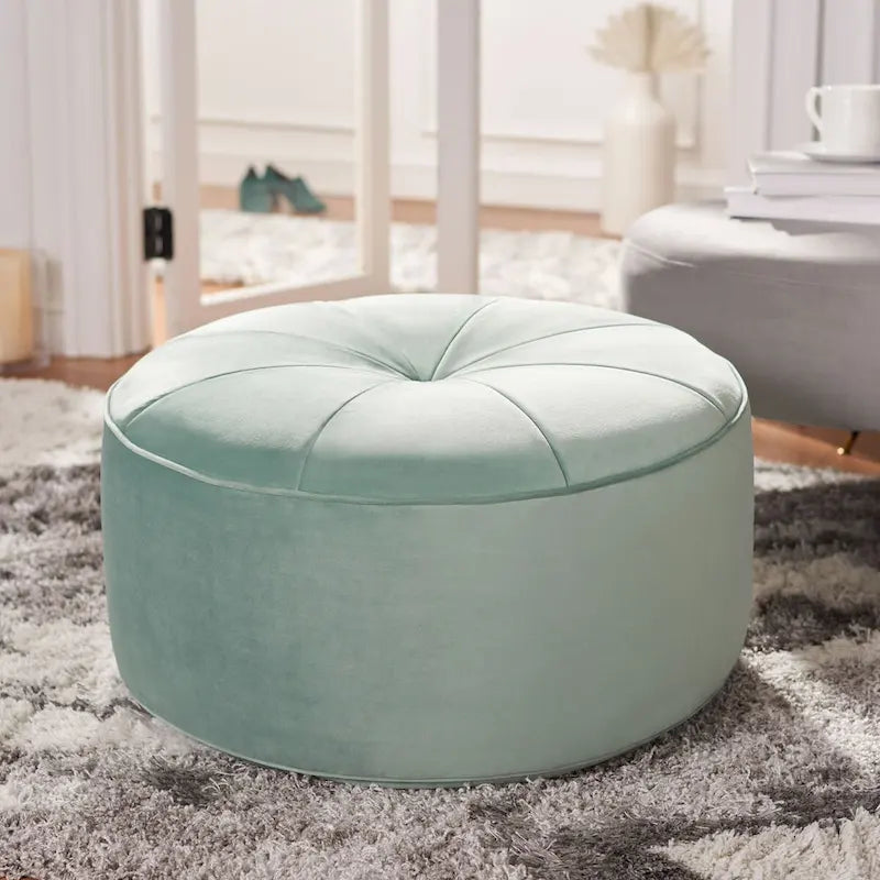Pouf rond en velours — Siège d'appoint moelleux
