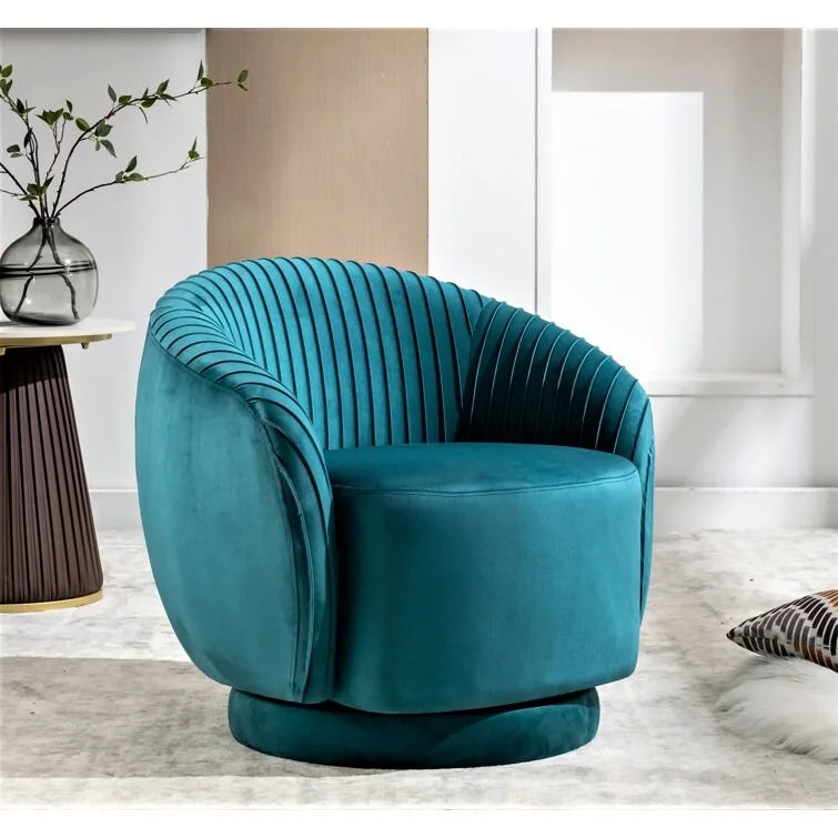 Fauteuil baril pivotant en velours contemporain avec rotation à 360°