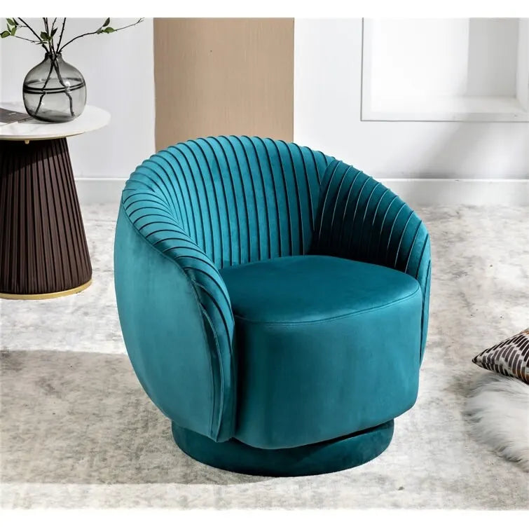 Fauteuil baril pivotant en velours contemporain avec rotation à 360°