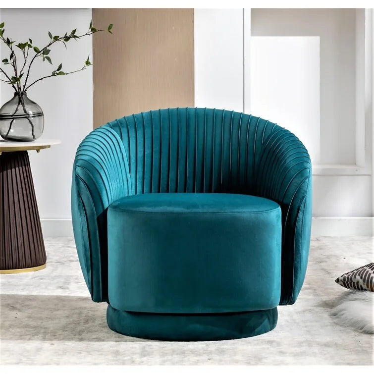 Fauteuil baril pivotant en velours contemporain avec rotation à 360°