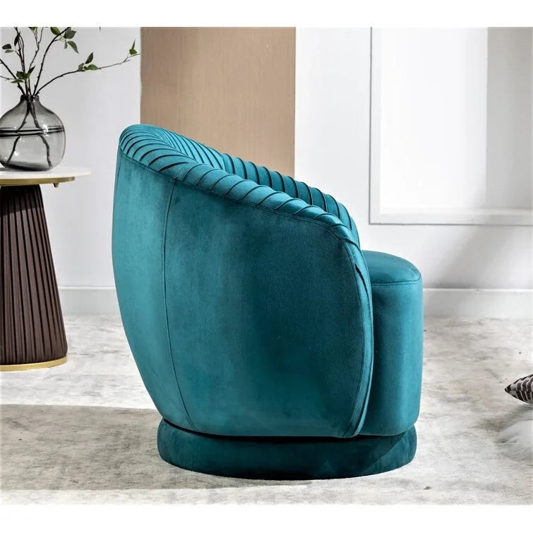 Fauteuil baril pivotant en velours contemporain avec rotation à 360°