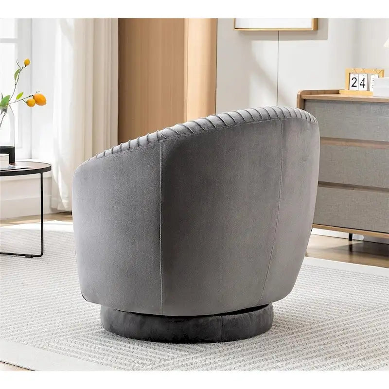 Fauteuil baril pivotant en velours contemporain avec rotation à 360°