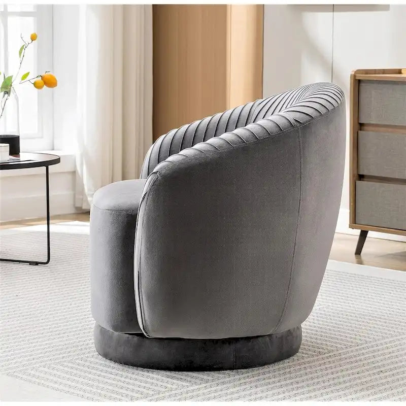 Fauteuil baril pivotant en velours contemporain avec rotation à 360°
