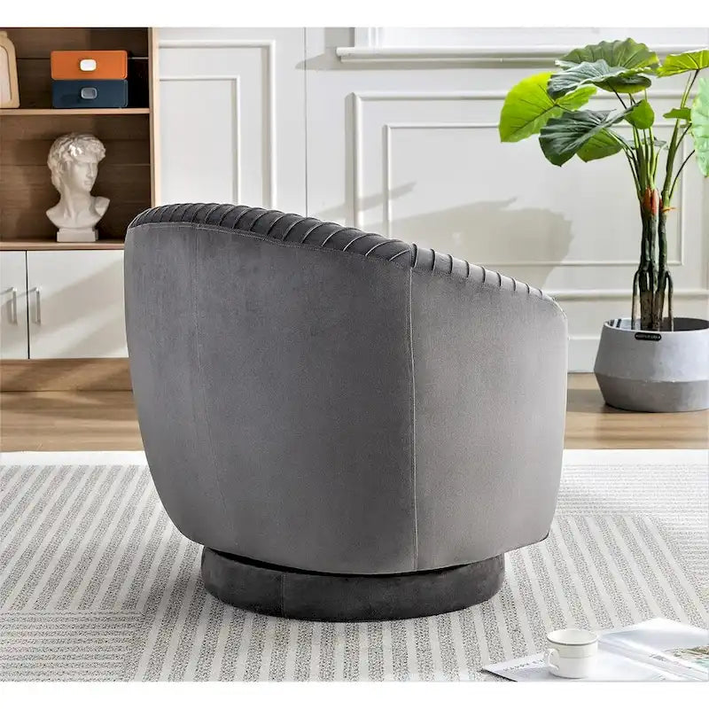 Fauteuil baril pivotant en velours contemporain avec rotation à 360°