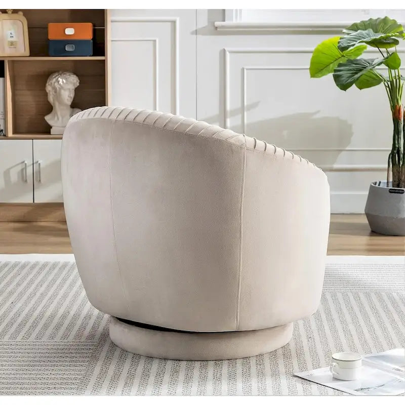 Fauteuil baril pivotant en velours contemporain avec rotation à 360°