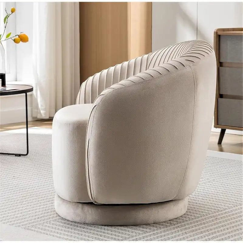 Fauteuil baril pivotant en velours contemporain avec rotation à 360°