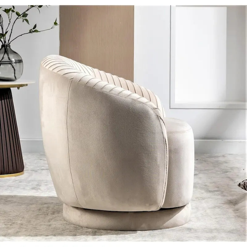 Fauteuil baril pivotant en velours contemporain avec rotation à 360°