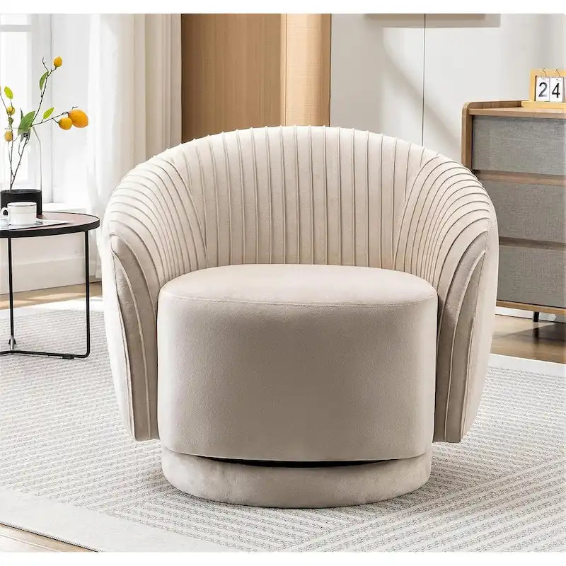 Fauteuil baril pivotant en velours contemporain avec rotation à 360°