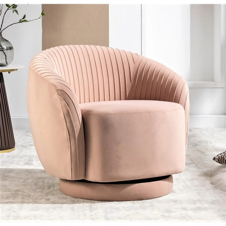 Fauteuil baril pivotant en velours contemporain avec rotation à 360°