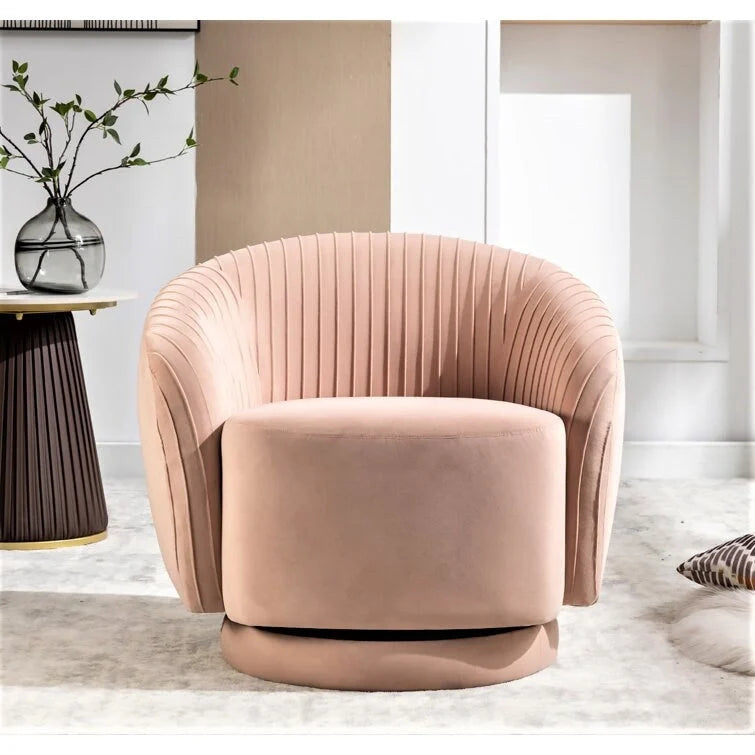 Fauteuil baril pivotant en velours contemporain avec rotation à 360°