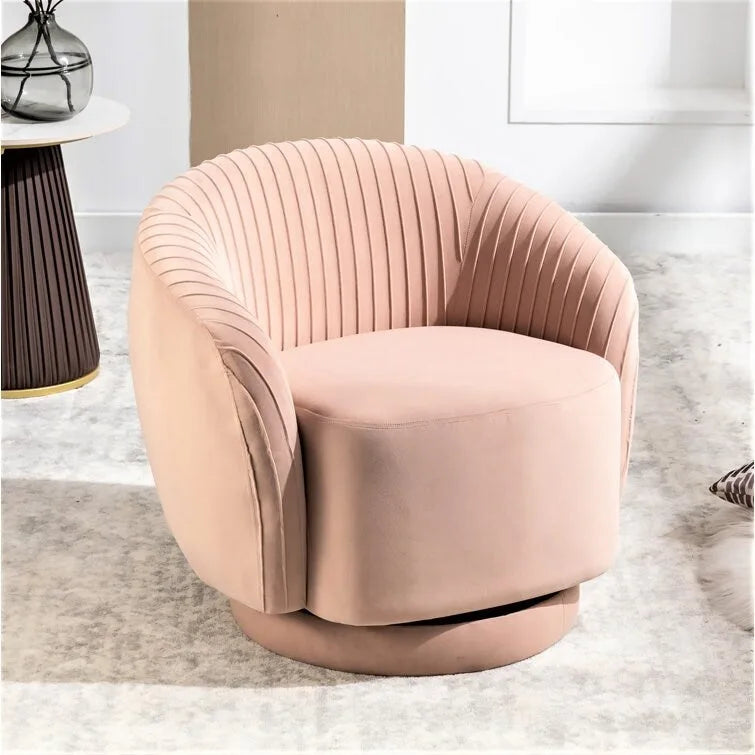 Fauteuil baril pivotant en velours contemporain avec rotation à 360°