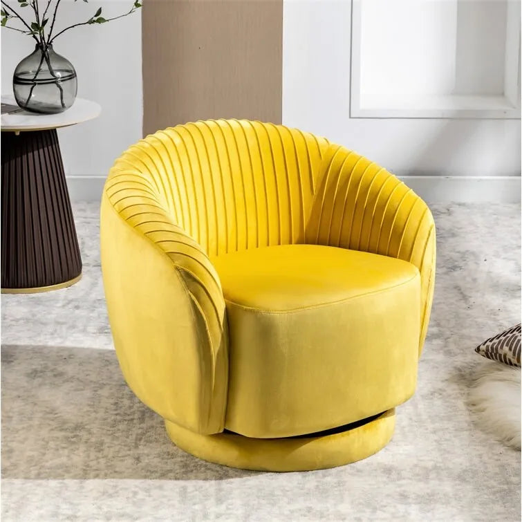 Fauteuil baril pivotant en velours contemporain avec rotation à 360°