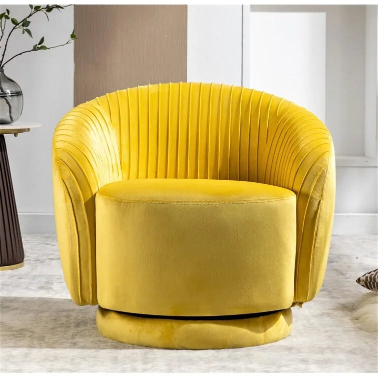 Fauteuil baril pivotant en velours contemporain avec rotation à 360°