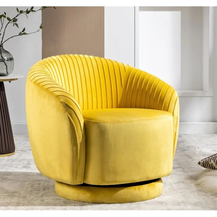 Fauteuil baril pivotant en velours contemporain avec rotation à 360°