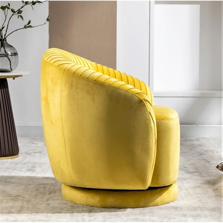 Fauteuil baril pivotant en velours contemporain avec rotation à 360°
