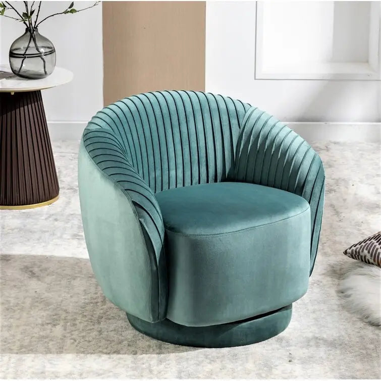Fauteuil baril pivotant en velours contemporain avec rotation à 360°