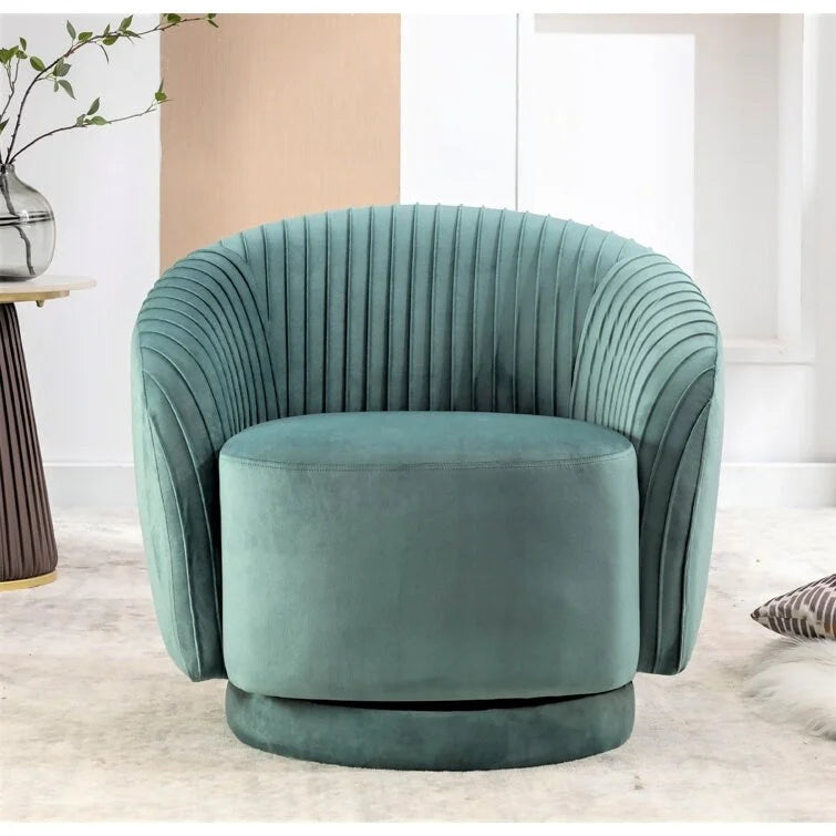 Fauteuil baril pivotant en velours contemporain avec rotation à 360°