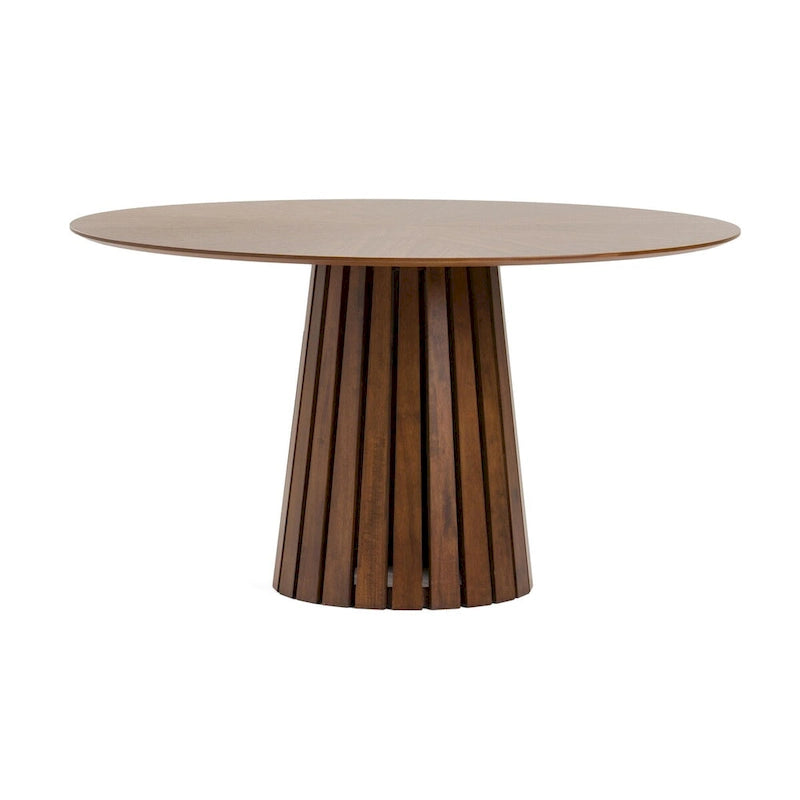 Table à manger ronde Mid-Century Modern avec placage en noyer