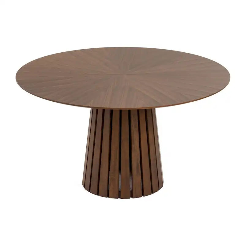 Table à manger ronde Mid-Century Modern avec placage en noyer