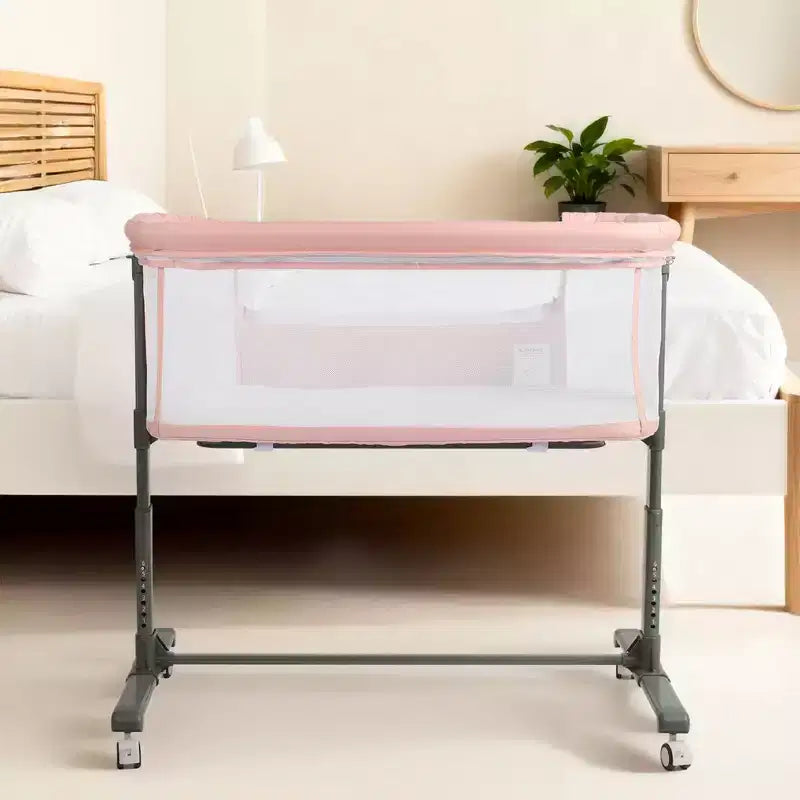 Baby Bassinet with Wheels â€?Beige / Gray / Pink, Bedside Sleeper, for 1 Baby