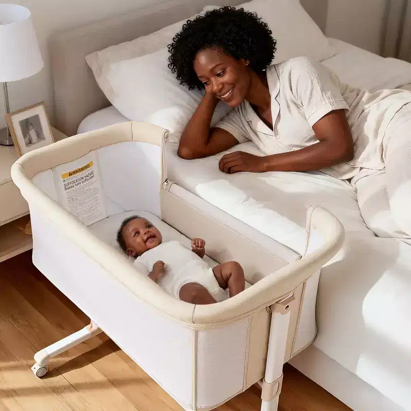 Baby Bassinet with Wheels â€?Beige / Gray / Pink, Bedside Sleeper, for 1 Baby