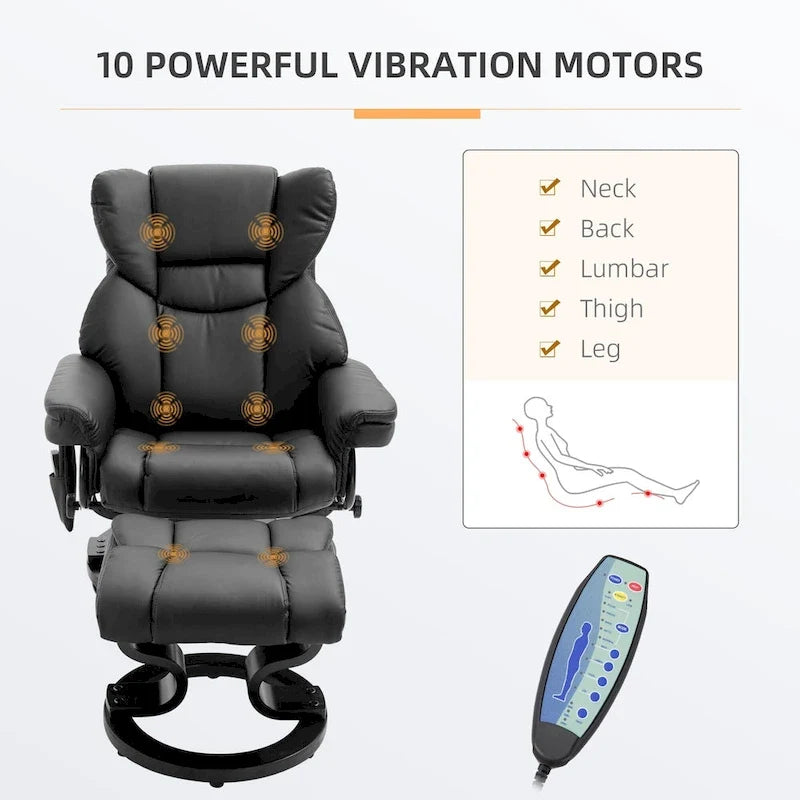 HOMCOM Massage Recliner Chair with Ottoman Footrest