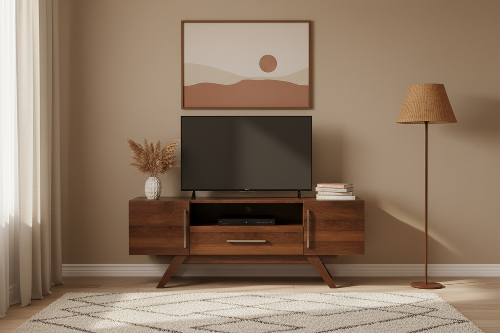 Mid-Century TV Stand Enriched Living Room Scene